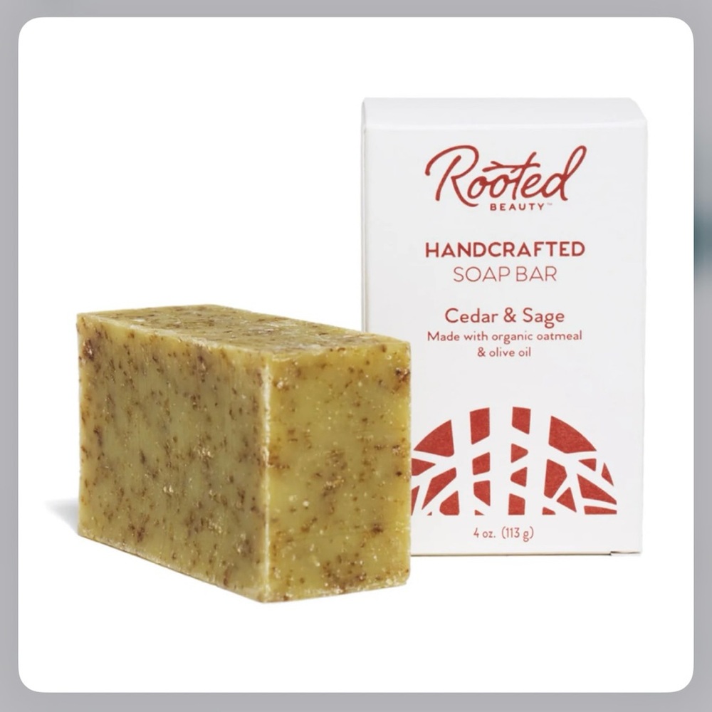 3/$15 Rooted Beauty Handcrafted Cedar & Sage Oatmeal Olive Oil Soap Bar